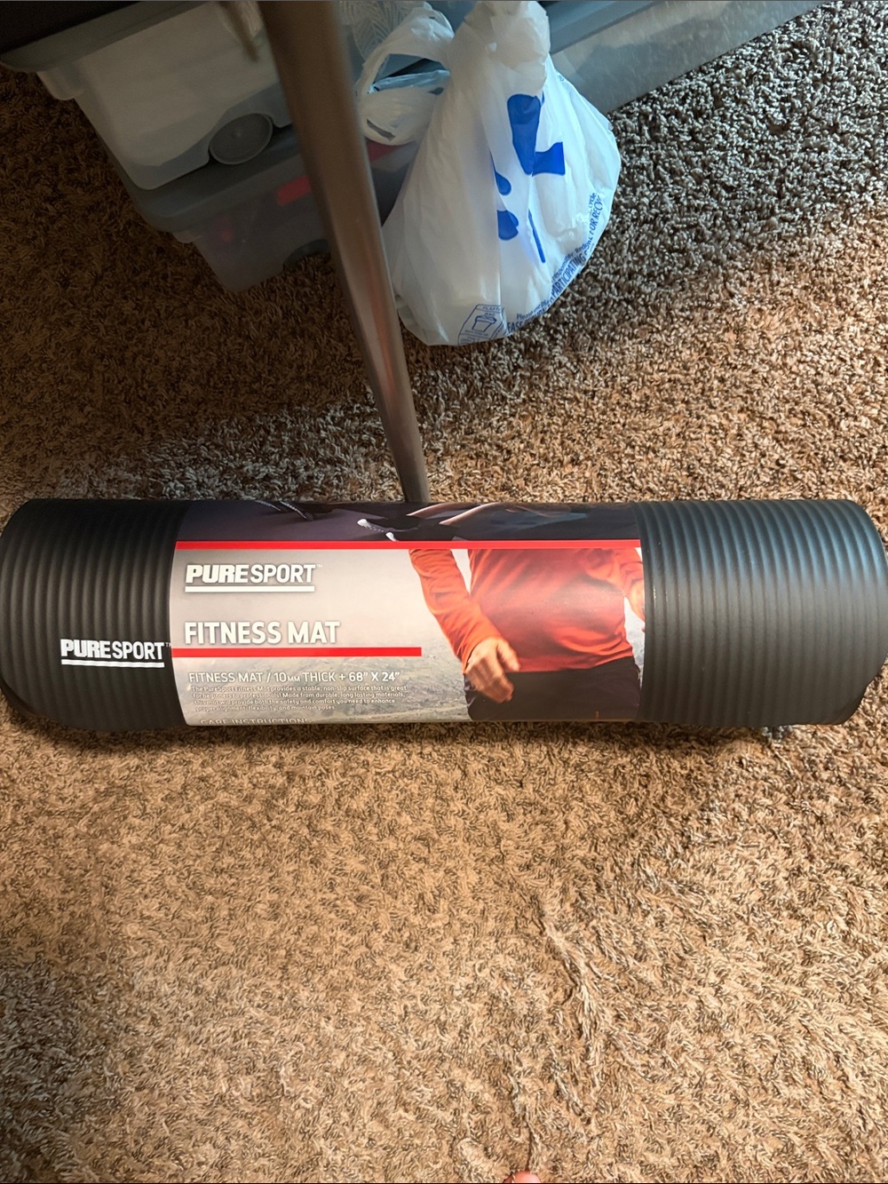 PureSport Black Fitness Mat - Cushioned Exercise Mat